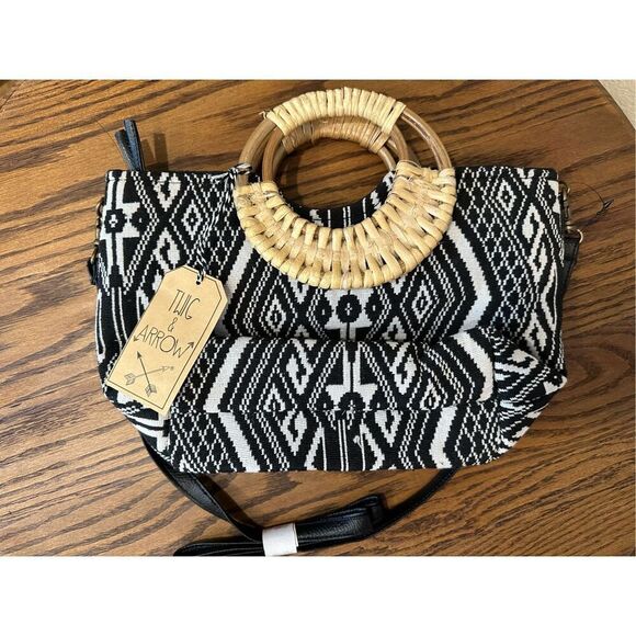 Black and Tan Geometric Crossbody Bag - Picture 1 of 3